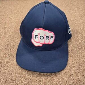 G/FORE Fore Fist Snapback Hat Mens OSFA Navy Blue Golf Cap Flexfit 110